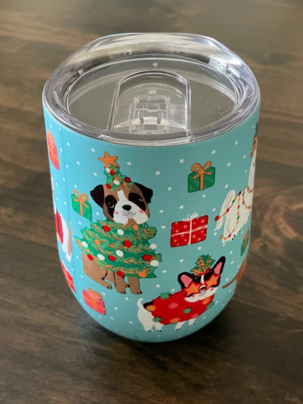 Clementine Christmas Dogs Wine Tumbler 2021